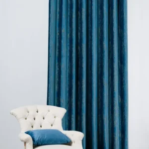 Draperie Lussuria 05, albastru, catifea cu inserții aurii
