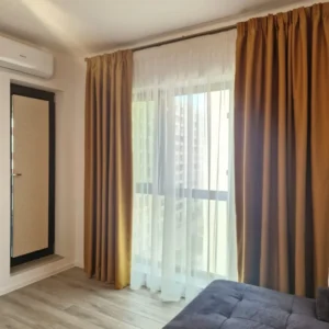 Draperie opacă GJ8, blackout satinat cu față dublă, galben muștar