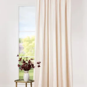 Draperie Paco V1, din material reciclat, crem, model geometric mărunt