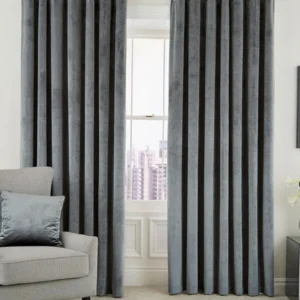 Draperie Yumos 1017, simplă, uni, catifea, gri perlat