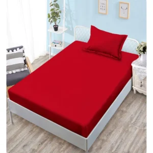 Husa de Pat cu Elastic, Finet, Pat 1 Persoana, Rosu-V10475