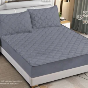 Husa Pat Matlasata cu Elastic, Topper, 160 x 200cm, Gri Deschis, TP6-06