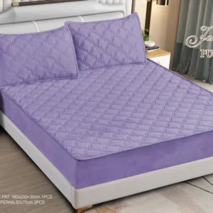 Husa Pat Matlasata cu Elastic, Topper, 160 x 200cm, Mov, TP6-05