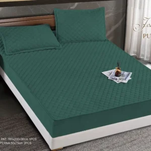 Husa Pat Matlasata cu Elastic, Topper, 160 x 200cm, Verde Smarald, TP6-04