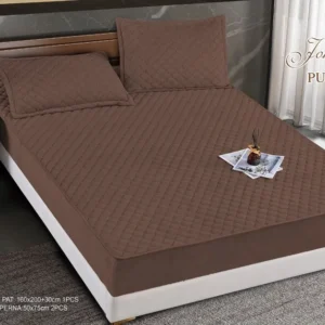 Husa Pat Matlasata cu Elastic, Topper, 160 x 200cm, Maro, TP6-08