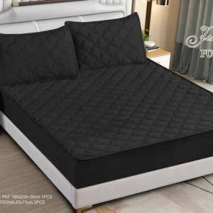 Husa Pat Matlasata cu Elastic, Topper, 160 x 200cm, Negru, TP6-11
