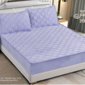 Husa Pat Matlasata cu Elastic, Topper, 180 x 200cm, Lila, TP8-15