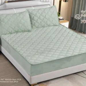 Husa Pat Matlasata cu Elastic, Topper, 180 x 200cm, Verde, TP8-14