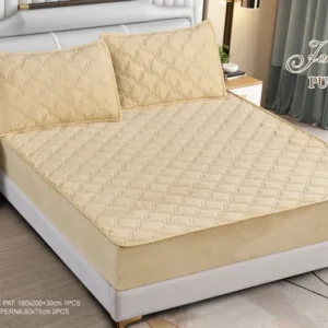 Husa Pat Matlasata cu Elastic, Topper, 180 x 200cm, Crem, TP8-12