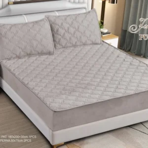 Husa Pat Matlasata cu Elastic, Topper, 180 x 200cm, Gri Deschis, TP8-09