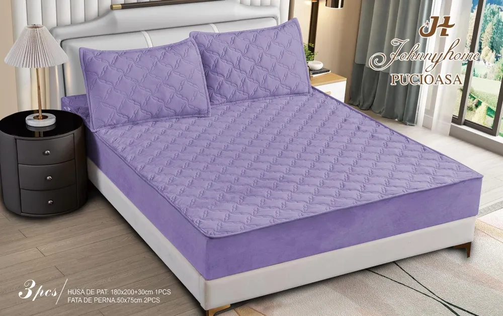 Husa Pat Matlasata cu Elastic, Topper, 180 x 200cm, Mov, TP8-05