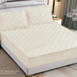 Husa Pat Matlasata cu Elastic, Topper, 180 x 200cm, Bej, TP8-07