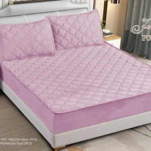 Husa Pat Matlasata cu Elastic, Topper, 180 x 200cm, Roz Inchis, TP8-02