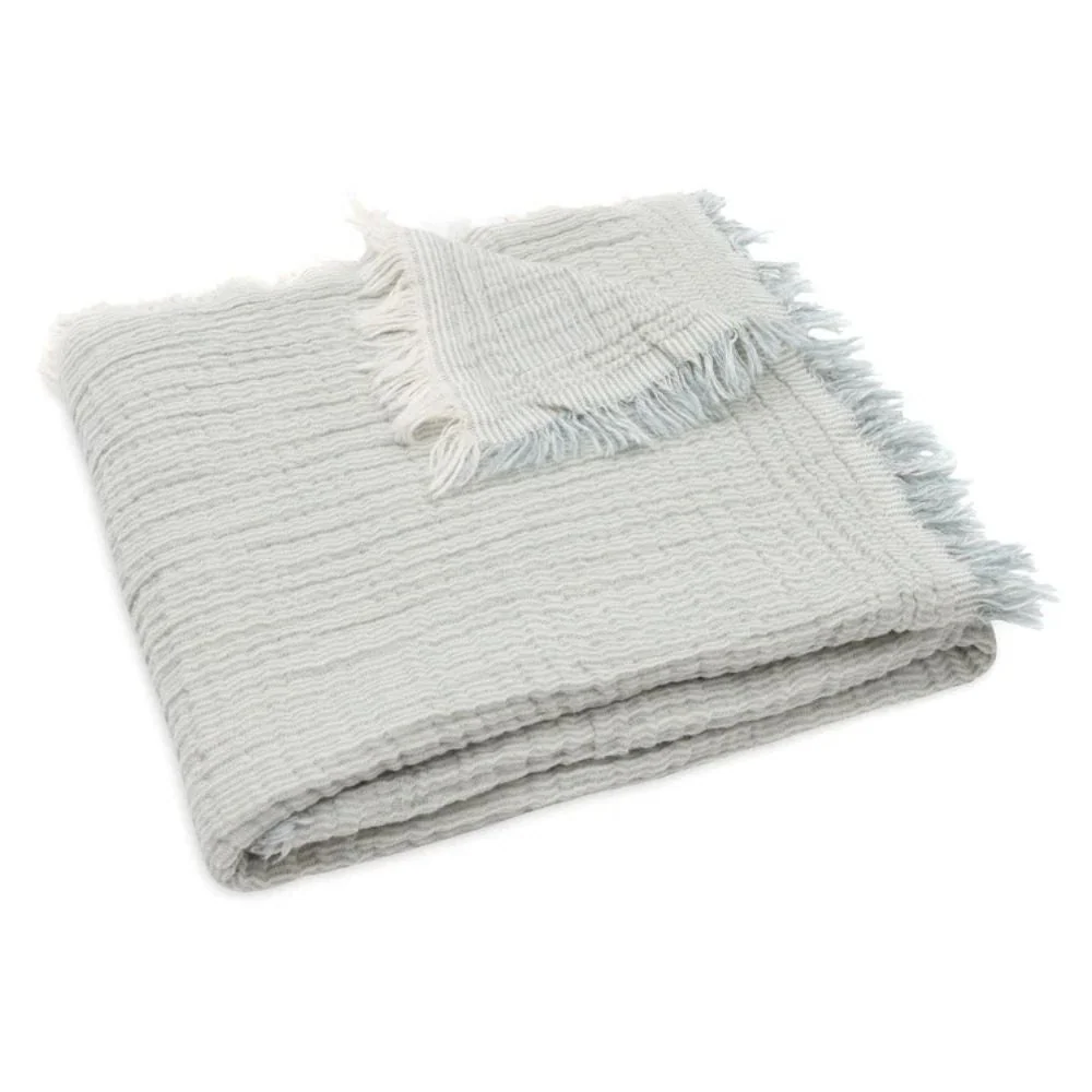 Jollein Muslin pătură 75x100cm Fringe Stripe Sea Green