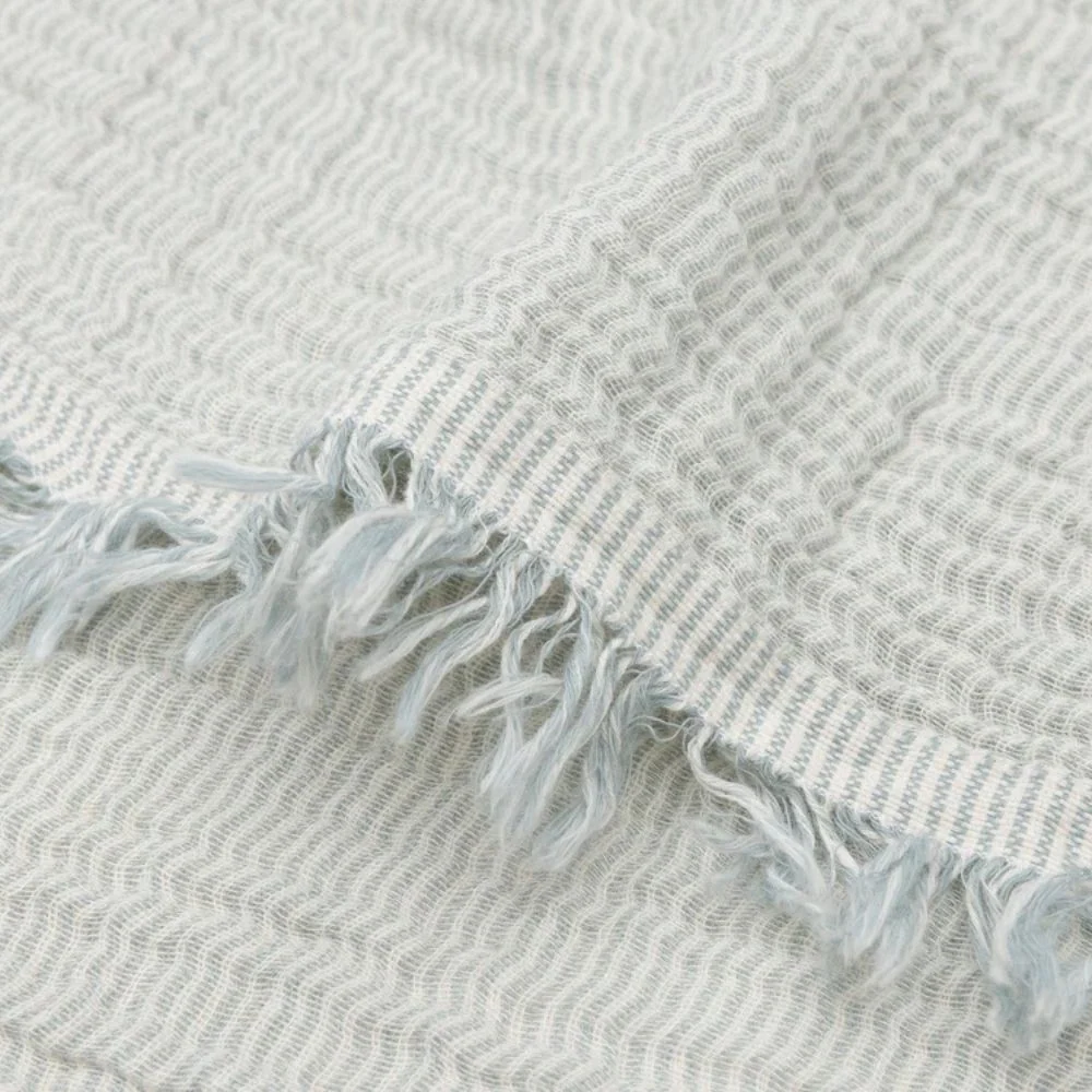 Jollein Muslin pătură 75x100cm Fringe Stripe Sea Green