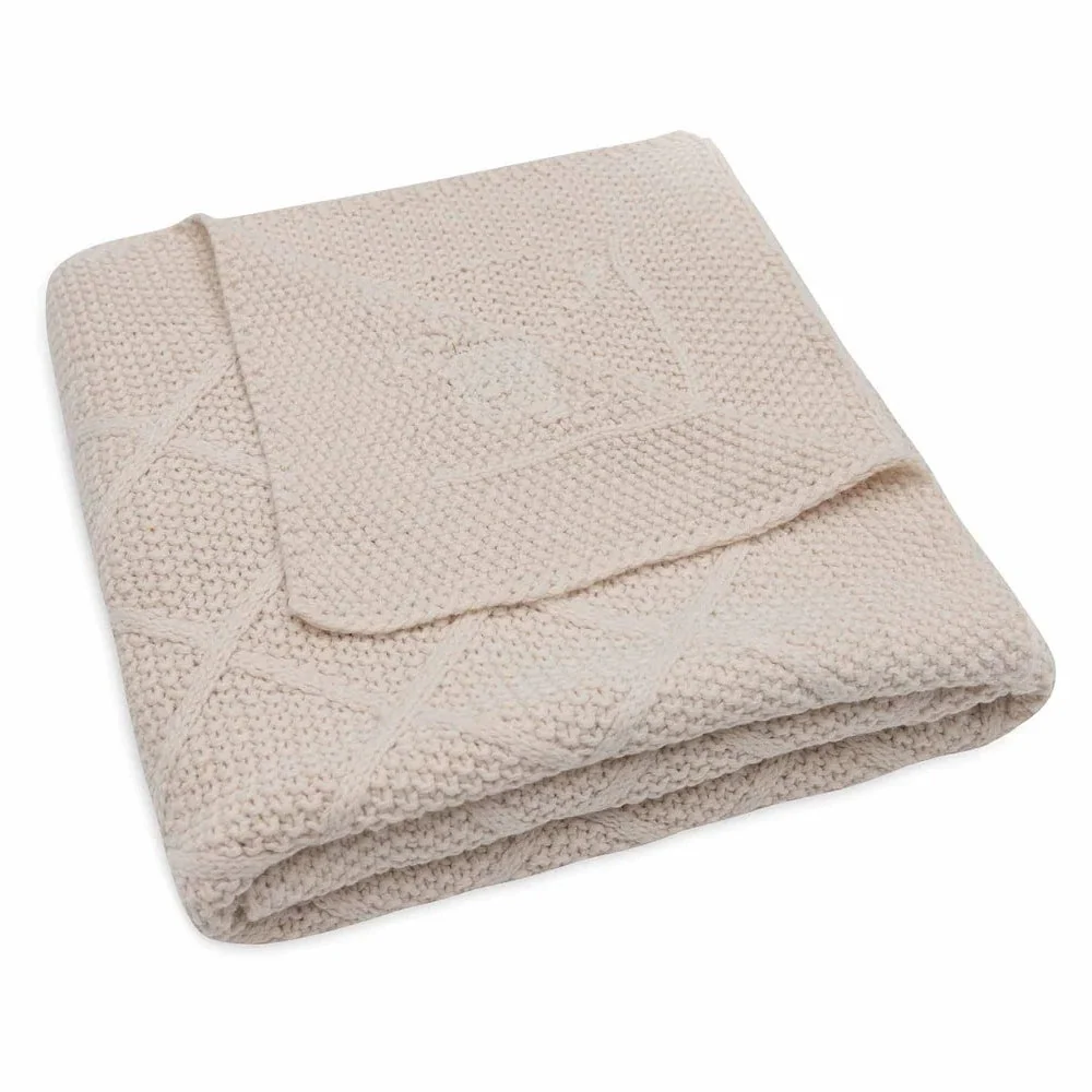 Jollein pătură pentru copii Check Knit Oatmeal 100 x 75 cm