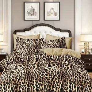 Lenjerie Bumbac 100%, 4 Piese, Pat Dublu, Animal Print-V10066