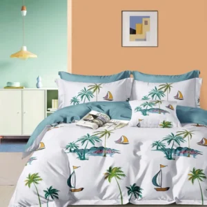 Lenjerie Bumbac 100%, 4 Piese, Pat Dublu, Tropical-V10538
