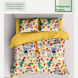 Lenjerie Bumbac 100%, 4 Piese, 1 Persoana, Animale Safari-P7459
