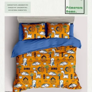 Lenjerie Bumbac 100%, 4 Piese, 1 Persoana, Dinozauri-P7465