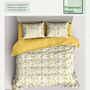Lenjerie Bumbac 100%, 4 Piese, 1 Persoana, Floricele-P7466