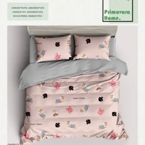 Lenjerie Bumbac 100%, 4 Piese, 1 Persoana, Iepurasi/Fundite-P7461
