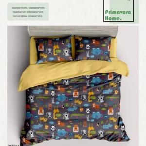 Lenjerie Bumbac 100%, 4 Piese, 1 Persoana, Mini Animalute-P7454