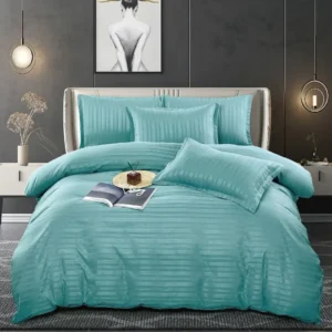 Lenjerie Bumbac Damasc Deluxe, 6 Piese, Bleu-C5502