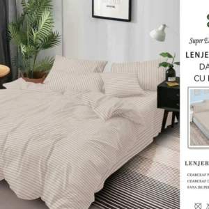 Lenjerie Bumbac Damasc Deluxe, 6 Piese cu Elastic, Cabalin-SEP10650