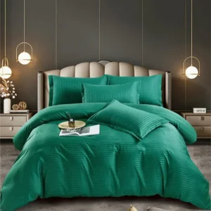Lenjerie Bumbac Damasc Deluxe, 6 Piese, Verde-C5055