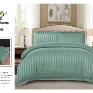 Lenjerie Bumbac Damasc 4 Piese cu Elastic, Verde Menta, Uni-P5281