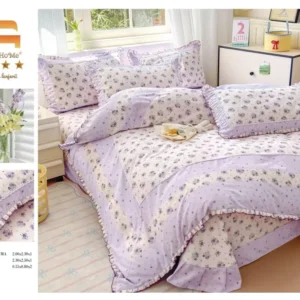 Lenjerie Bumbac Finet Premium 4 Piese cu Volanase, Floricele-M9562