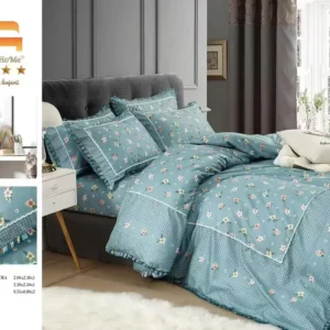 Lenjerie Bumbac Finet Premium 4 Piese cu Volanase, Floricele-M9570