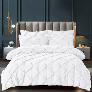 Lenjerie Bumbac Finetat Premium, Soft Touch, 6 Piese, cu Pliuri Brodate, Alba-C3032