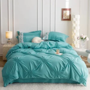 Lenjerie Bumbac Finetat Premium, Soft Touch, 6 Piese, cu Inimi Brodate, Vernil