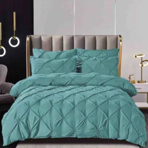 Lenjerie Bumbac Finetat Premium, Soft Touch, 6 Piese, cu Elastic si Pliuri Brodate, Bleu-C6171