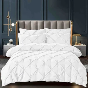 Lenjerie Bumbac Finetat Premium, Soft Touch, 6 Piese, cu Elastic si Pliuri Brodate, Alb-C6177