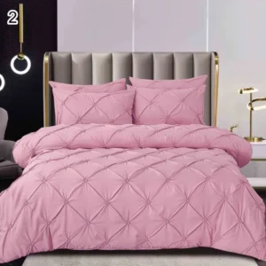 Lenjerie Bumbac Finetat Premium, Soft Touch, 6 Piese, cu Pliuri Brodate, Roz-SEP10658