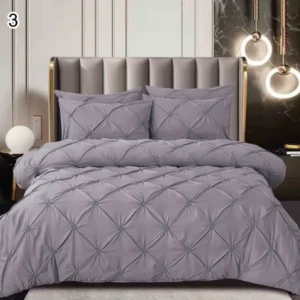 Lenjerie Bumbac Finetat Premium, Soft Touch, 6 Piese, cu Pliuri Brodate, Gri-SEP10659