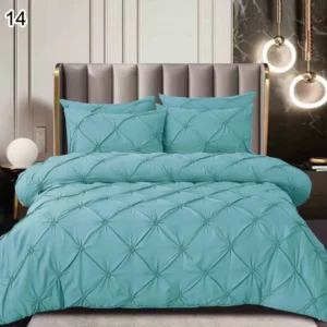 Lenjerie Bumbac Finetat Premium, Soft Touch, 6 Piese, cu Pliuri Brodate, Bleu-SEP10668