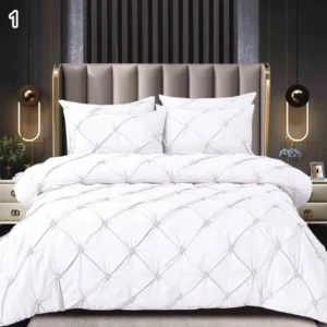Lenjerie Bumbac Finetat Premium, Soft Touch, 6 Piese, cu Pliuri Brodate, Alb-SEP10657