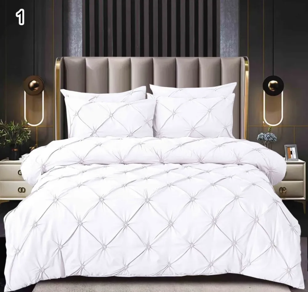 Lenjerie Bumbac Finetat Premium, Soft Touch, 6 Piese, cu Pliuri Brodate, Alb-SEP10657