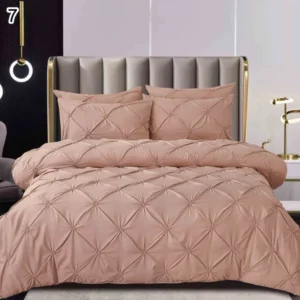 Lenjerie Bumbac Finetat Premium, Soft Touch, 6 Piese, cu Pliuri Brodate, Cappuccino-SEP10663