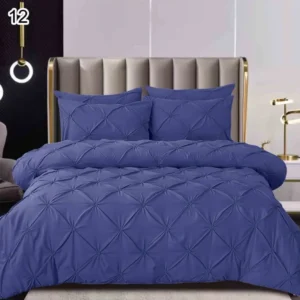 Lenjerie Bumbac Finetat Premium, Soft Touch, 6 Piese, cu Pliuri Brodate, Indigo-SEP10666