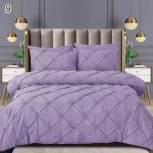 Lenjerie Bumbac Finetat Premium, Soft Touch, 6 Piese, cu Pliuri Brodate, Mov-SEP10665