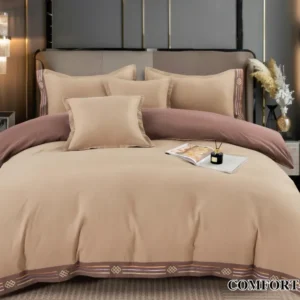 Lenjerie Bumbac Premium de Lux, 6 Piese, Bej Uni-D7760