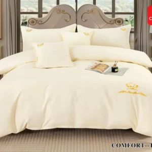 Lenjerie Bumbac Premium de Lux, 6 Piese, Gălbui Uni-D5982