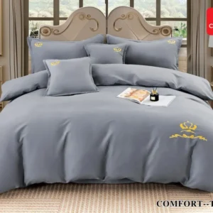 Lenjerie Bumbac Premium de Lux, 6 Piese, Gri Uni-D5976