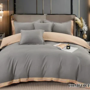 Lenjerie Bumbac Premium de Lux, 6 Piese, Gri Deschis Uni-D7758