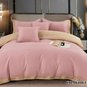 Lenjerie Bumbac Premium de Lux, 6 Piese, Roz Uni-D7765